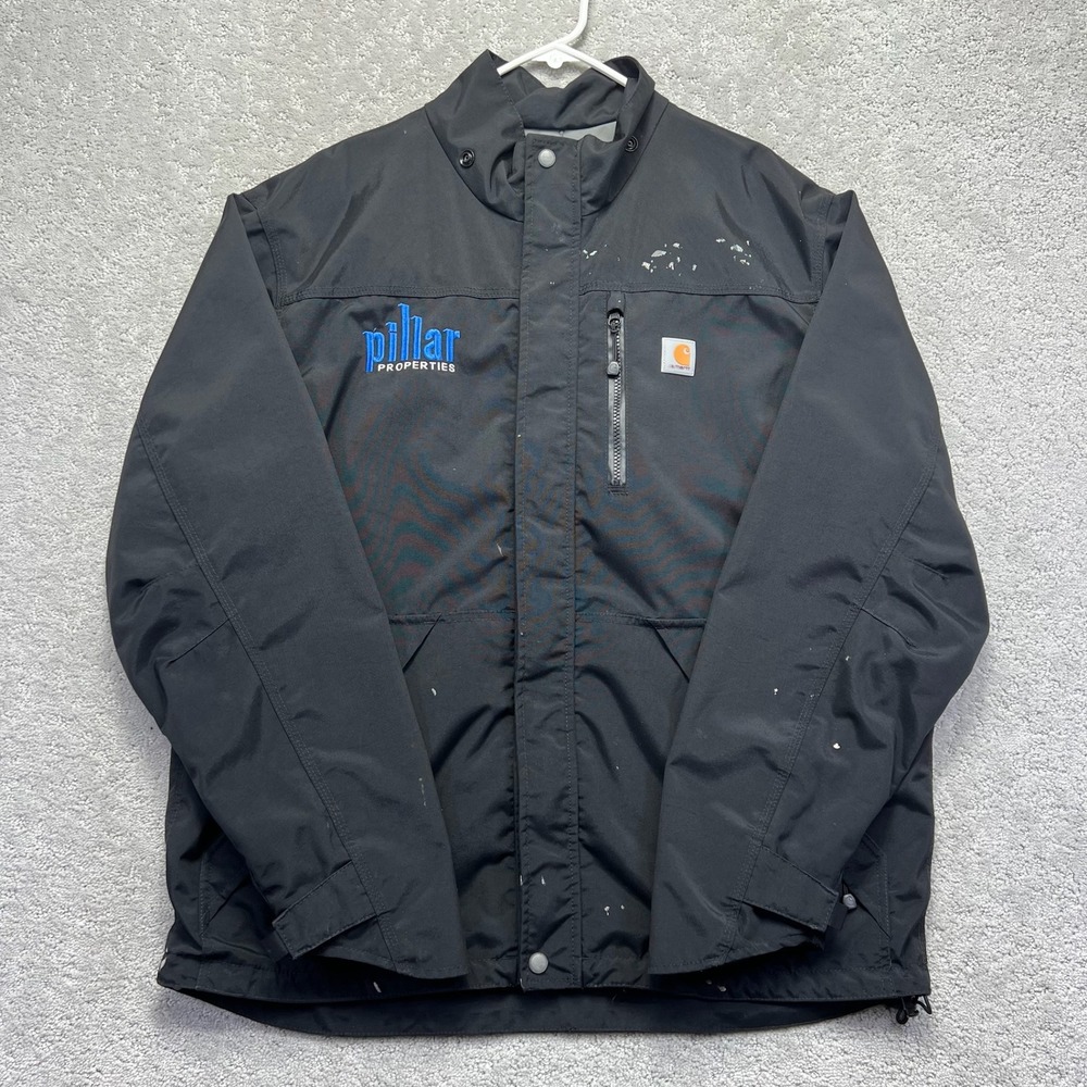 Carhartt Storm Defender Jacket Mens L Tall Black Full Zip Pillar Properties Logo